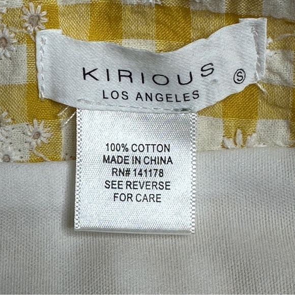 Kirious yellow checkered mini skirt floral NWT small - Picture 6 of 6
